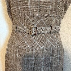 Vintage Harvé Bernard Plaid Belted Dress